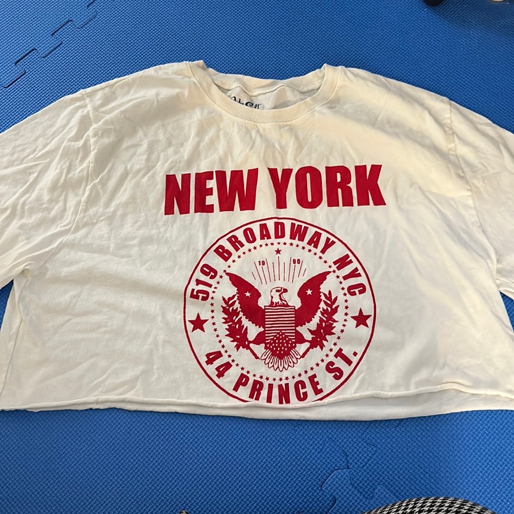 New York graphic cropped t shirts